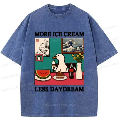 Tokyo-Tiger More Ice Cream Less Daydream Washed T-Shirt