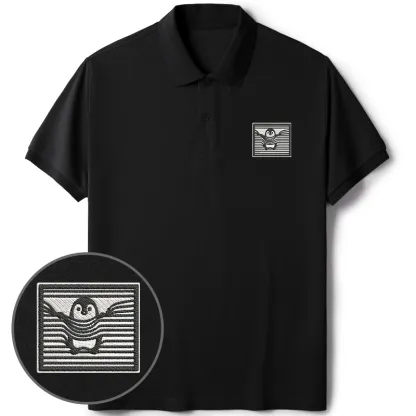 Tokyo-Tiger Kawaii Penguin Embroidered Polo T-Shirt