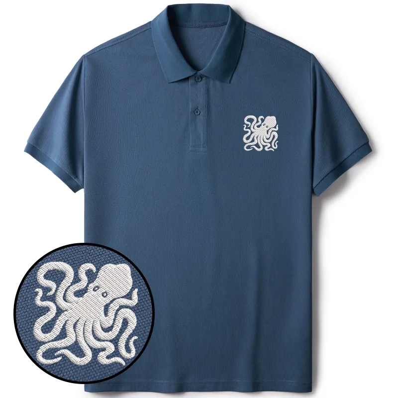 Tokyo-Tiger Japanese Tako Embroidered Polo T-Shirt
