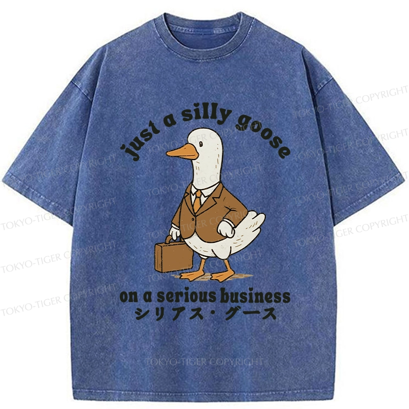 Tokyo-Tiger Silly Goose On A Serious Business Washed T-Shirt
