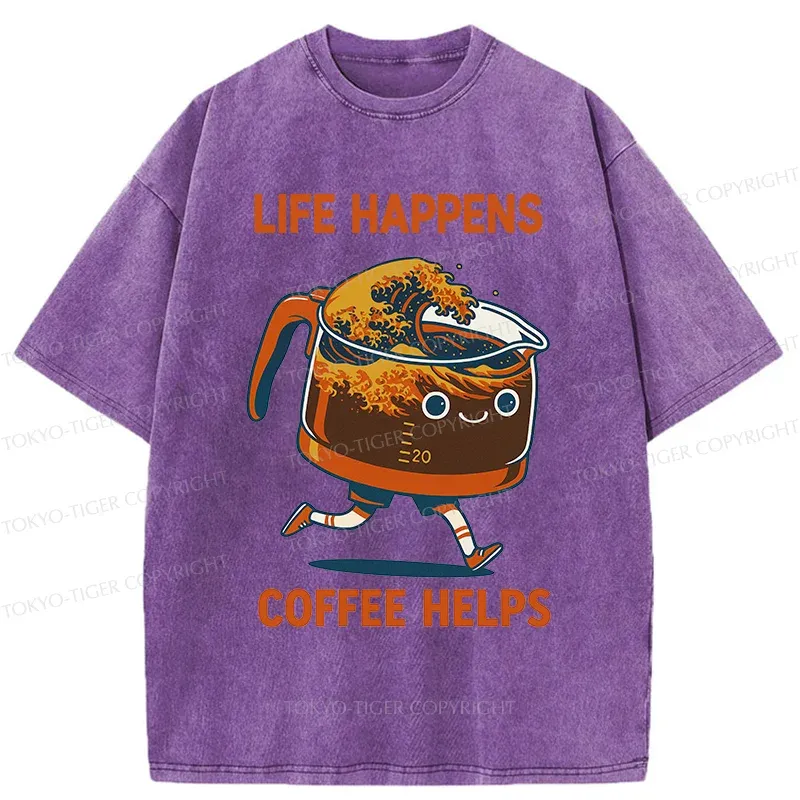 Tokyo-Tiger Interesting Coffee Washed T-Shirt