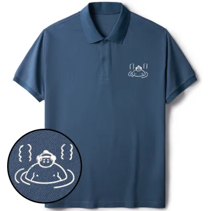 Tokyo-Tiger Sumo In Hot Springs Embroidered Polo T-Shirt