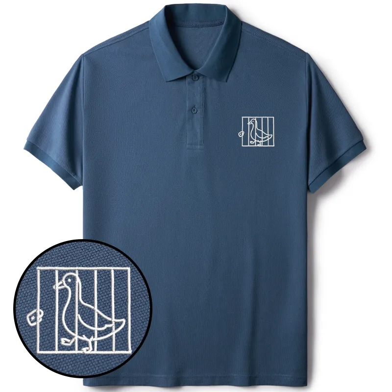 Tokyo-Tiger Silly Goose In A Cage Embroidered Polo T-Shirt