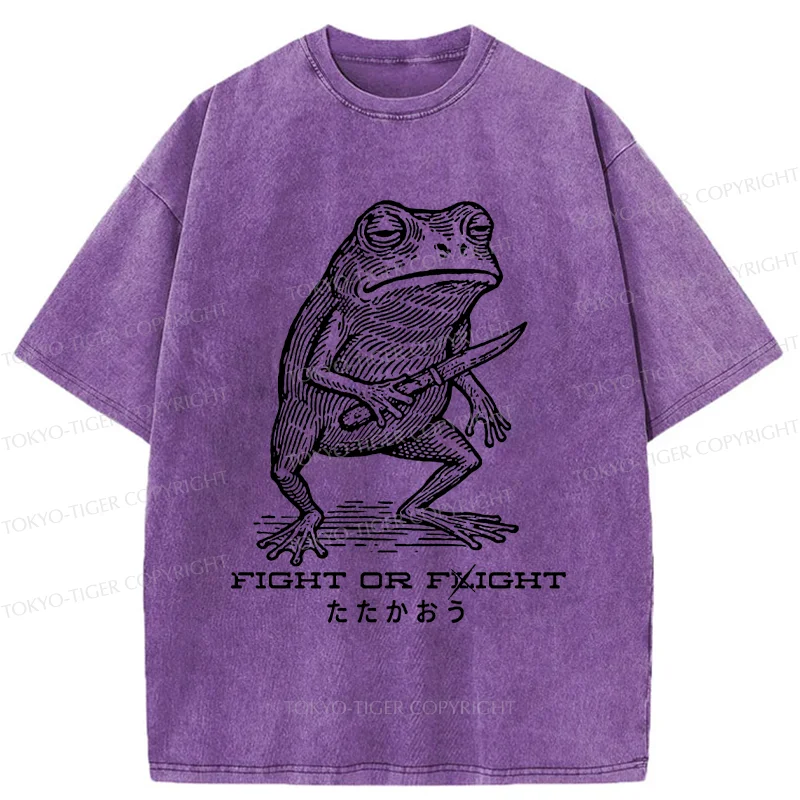 Tokyo-Tiger Fighting Frog Washed T-Shirt