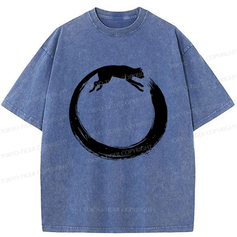 Tokyo-Tiger Cat's Circle Washed T-Shirt