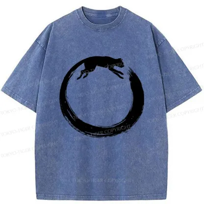 Tokyo-Tiger Cat's Circle Washed T-Shirt