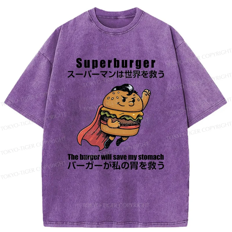 Tokyo-Tiger Burger Save The World Washed T-Shirt