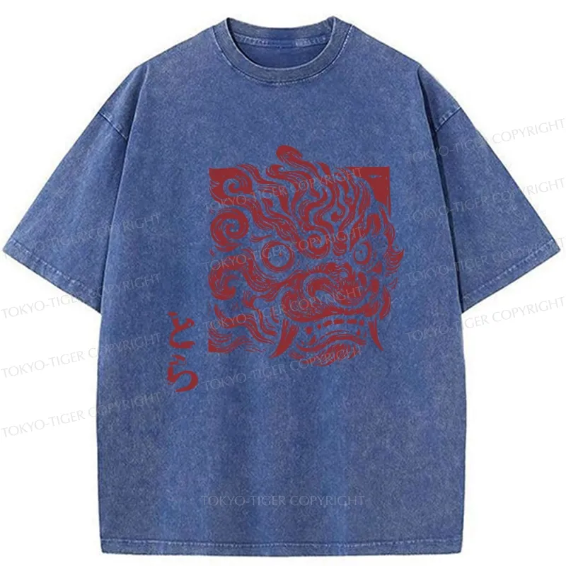 Tokyo-Tiger Japanese Lion Yokai Washed T-Shirt
