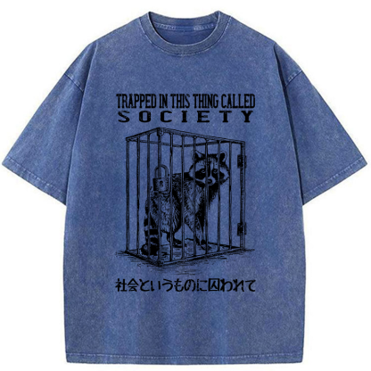 Tokyo-Tiger Trapped By Society Washed T-Shirt