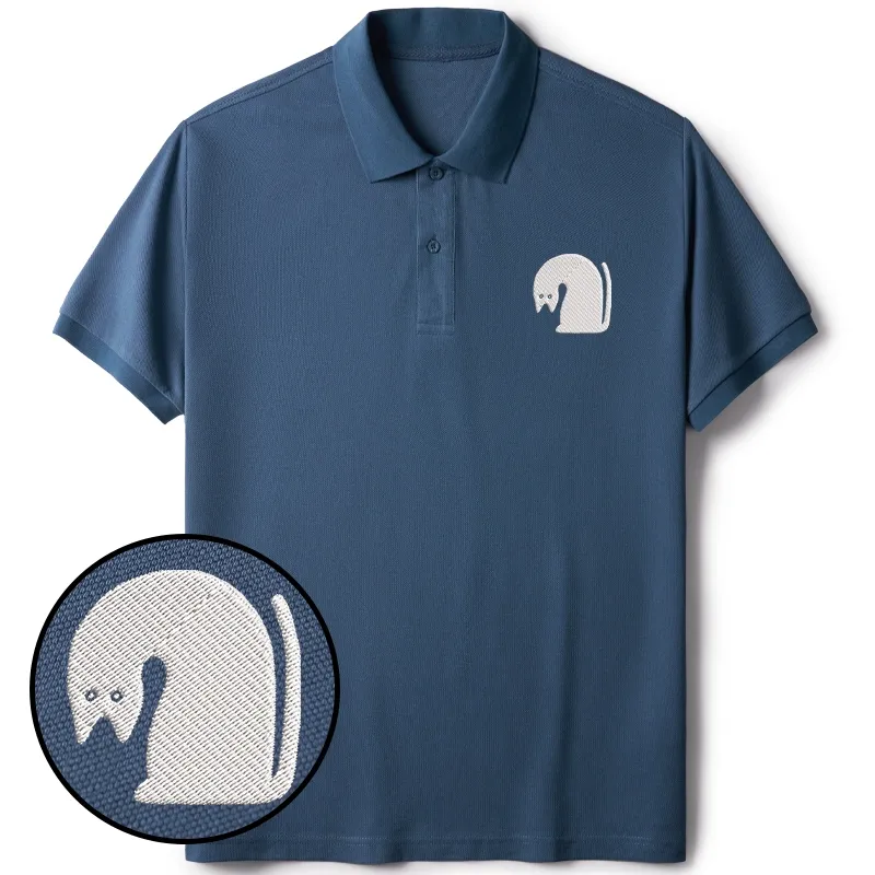 Tokyo-Tiger Curious Cat Embroidered Polo T-Shirt