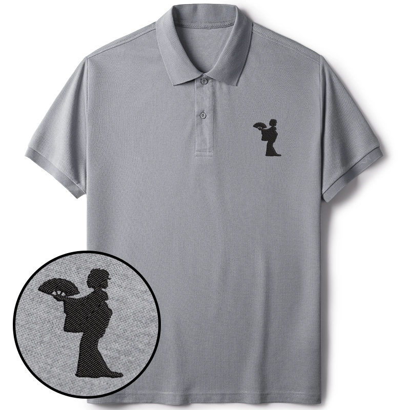 Tokyo-Tiger Geisha Holding A Fan Embroidered Polo T-Shirt