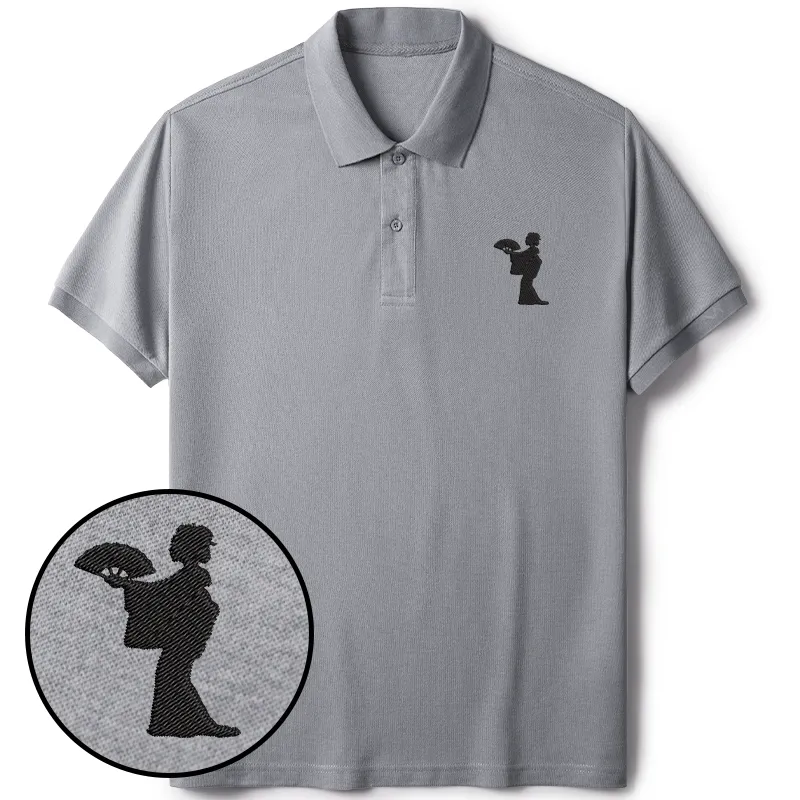 Tokyo-Tiger Geisha Holding A Fan Embroidered Polo T-Shirt