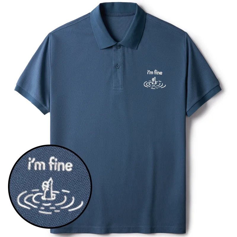 Tokyo-Tiger I'm Fine Embroidered Polo T-Shirt