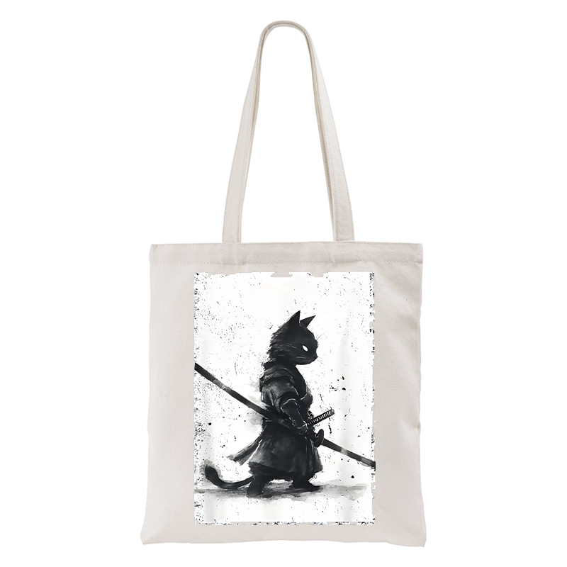 Tokyo-Tiger Retro Cat Samurai Japanese Tote Bag