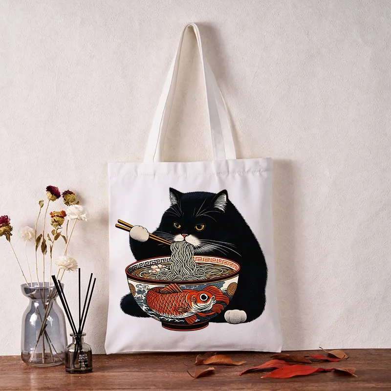 Tokyo-Tiger Fat Cat Eating Ramen Tote Bag