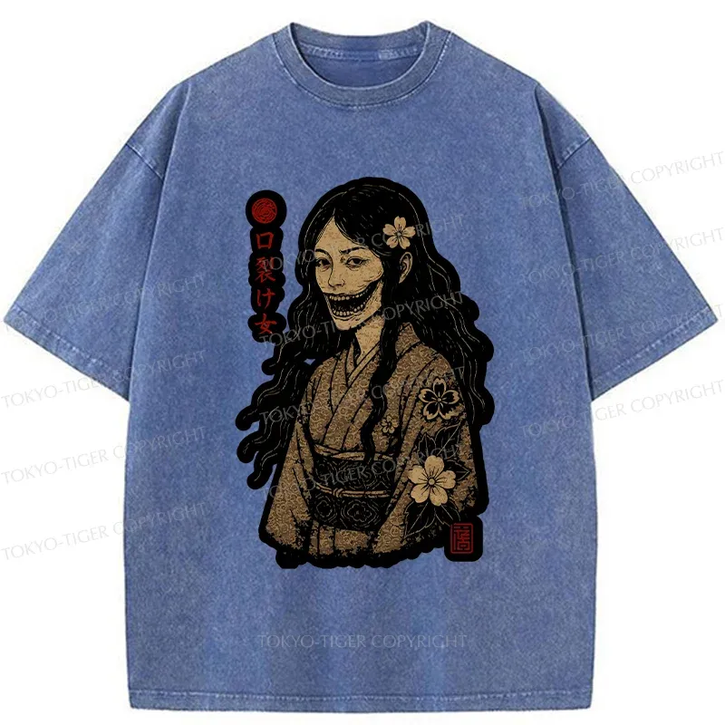 Tokyo-Tiger Cleft Mouth Woman Washed T-Shirt