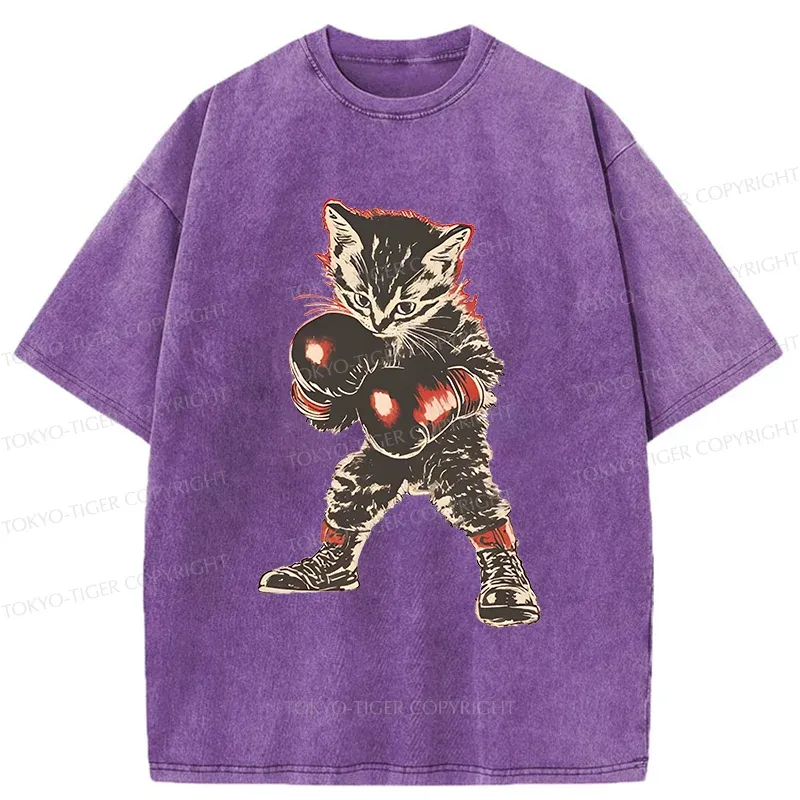 Tokyo-Tiger Boxing Kitten Washed T-Shirt