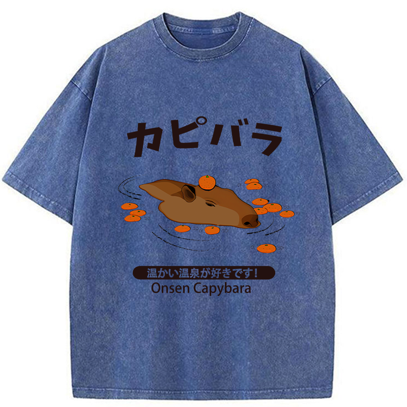 Tokyo-Tiger Onsen Capybara Washed T-Shirt