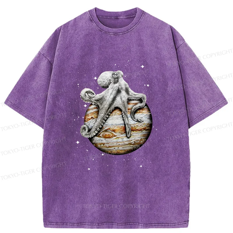 Tokyo-Tiger Octopus And The Planet Washed T-Shirt