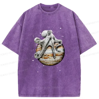 Tokyo-Tiger Octopus And The Planet Washed T-Shirt