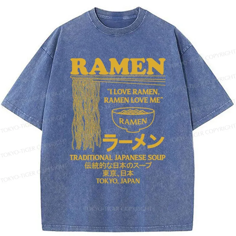 Tokyo-Tiger Retro Ramen Japan Washed T-Shirt