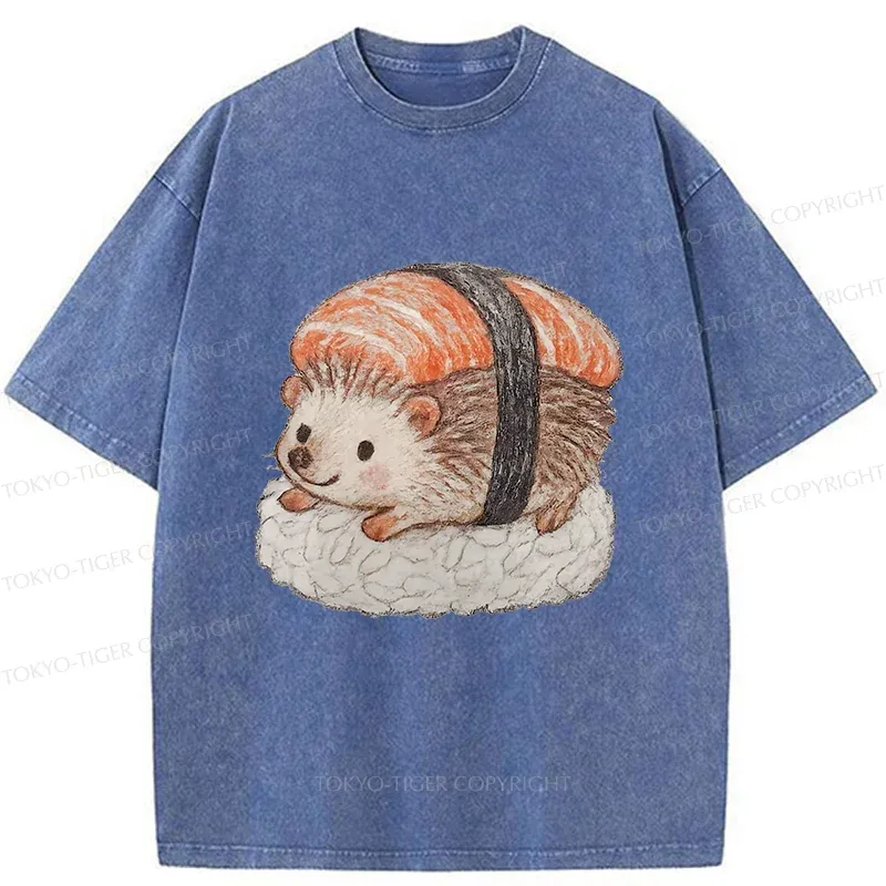 Tokyo-Tiger Hedgehog Sushi Washed T-Shirt