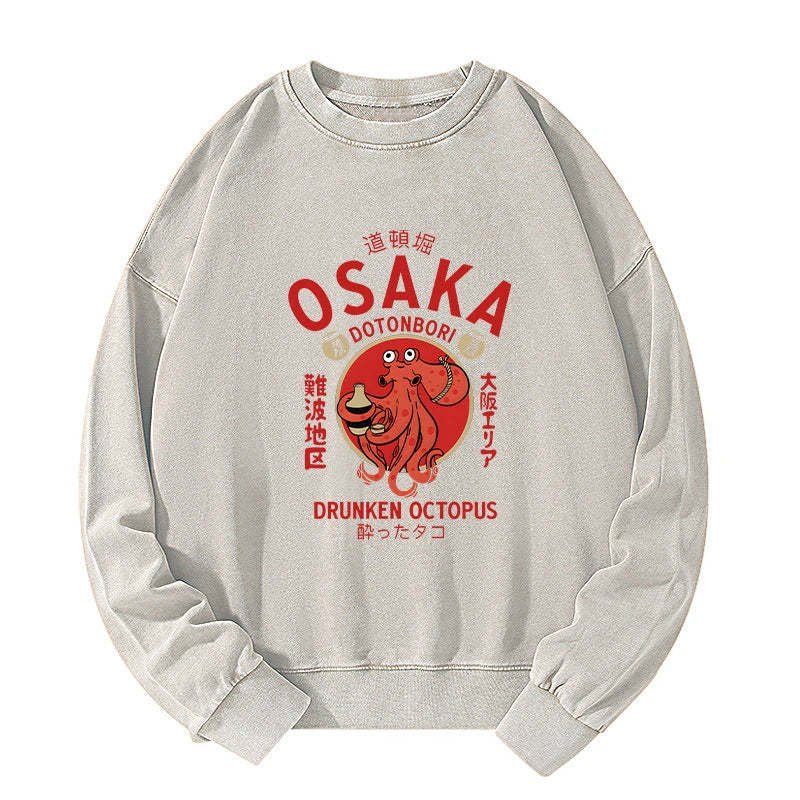 Tokyo-Tiger Drunken Octopus Japan Washed Sweatshirt Sale