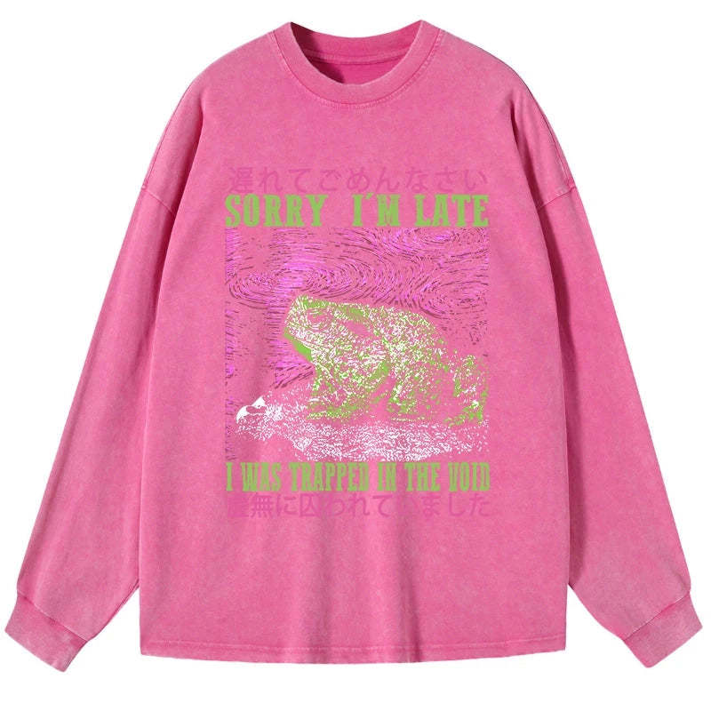 Tokyo-Tiger A Frog In Distress Japanese Washed Long Sleeve T-Shirt-tokyo-tiger