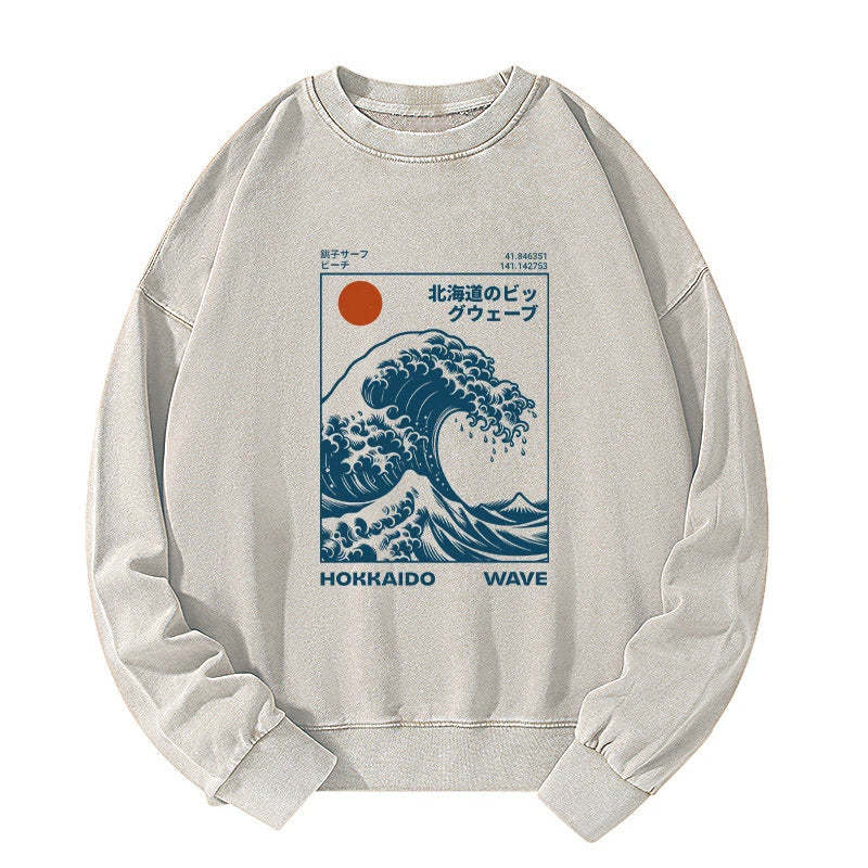 Tokyo-Tiger Hokkaido Wave Japan Washed Sweatshirt Sale