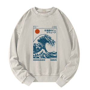 Image of Tokyo-Tiger Hokkaido Wave Japan Washed Sweatshirt