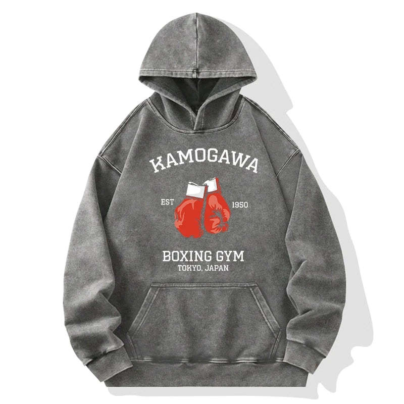 Tokyo-Tiger Retro Boxing Gloves Manga Anime Washed Hoodie