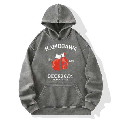 Tokyo-Tiger Retro Boxing Gloves Manga Anime Washed Hoodie