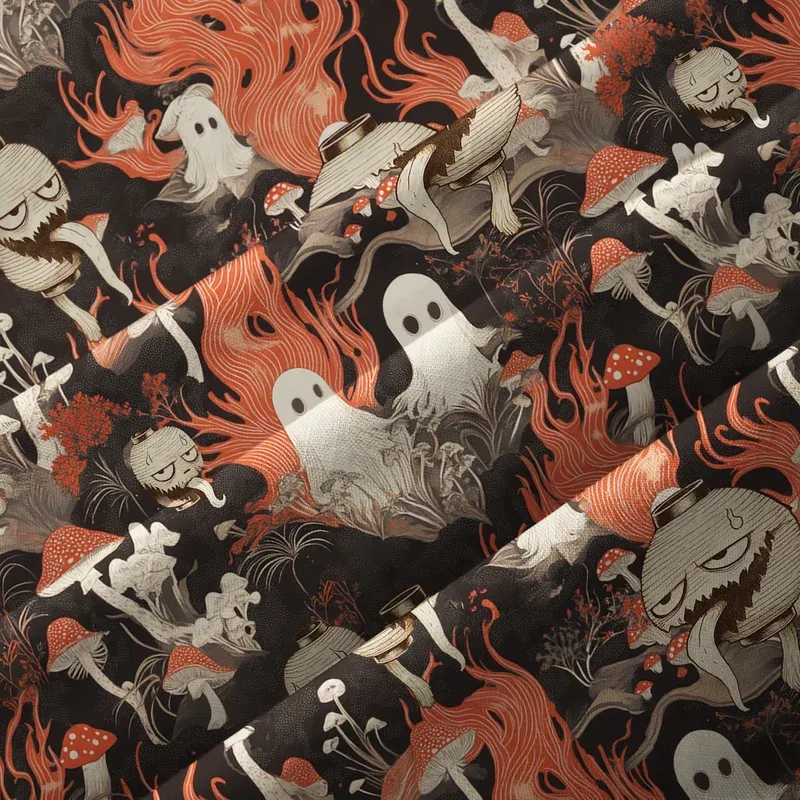 Tokyo-Tiger Japanese Lantern Ghost Button-up Shirt