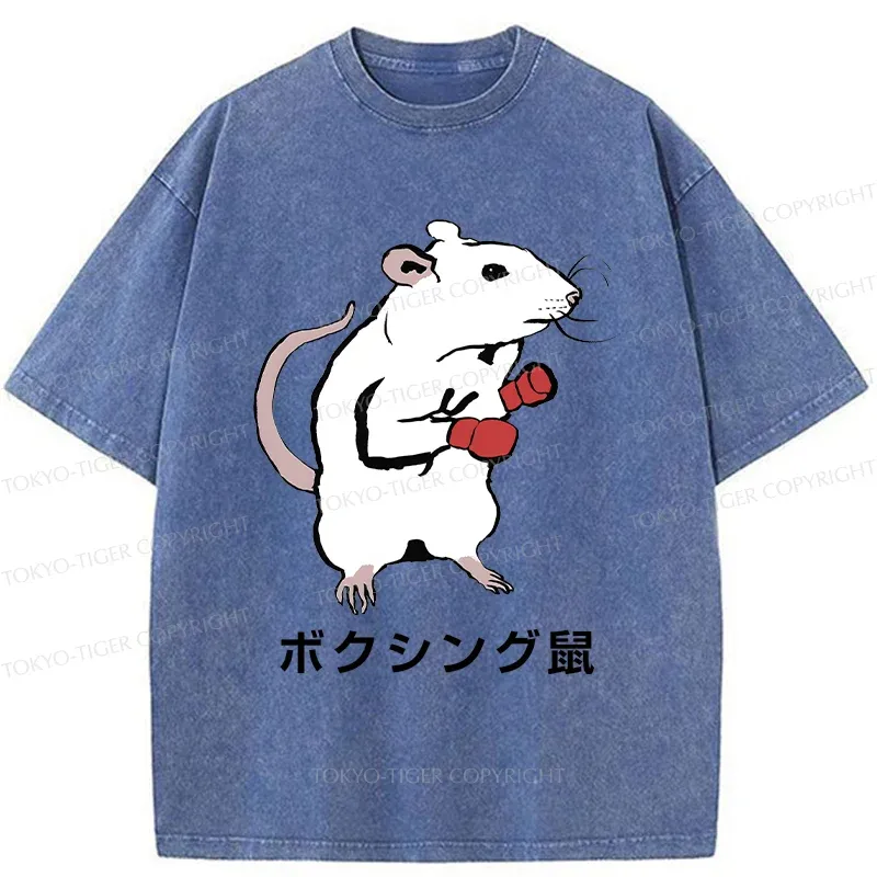 Tokyo-Tiger Boxing Mouse Washed T-Shirt