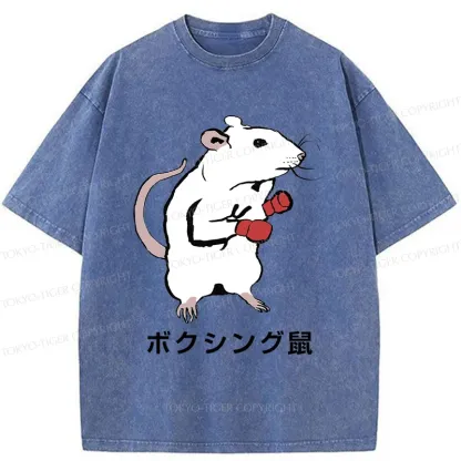 Tokyo-Tiger Boxing Mouse Washed T-Shirt
