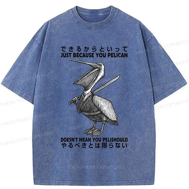 Tokyo-Tiger Pelican Samurai Washed T-Shirt