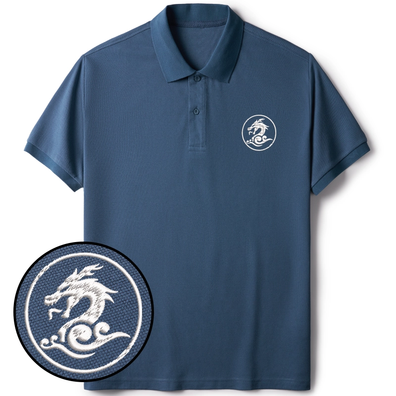 Tokyo-Tiger Dragon Totem Embroidered Polo T-Shirt