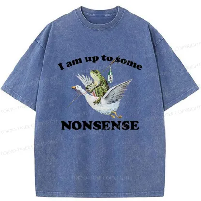 Tokyo-Tiger Frog Riding A Goose Washed T-Shirt