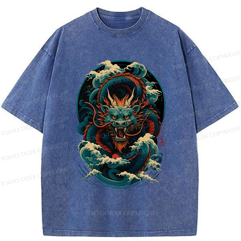 Tokyo-Tiger Dragon Of The Roaring Waves Washed T-Shirt