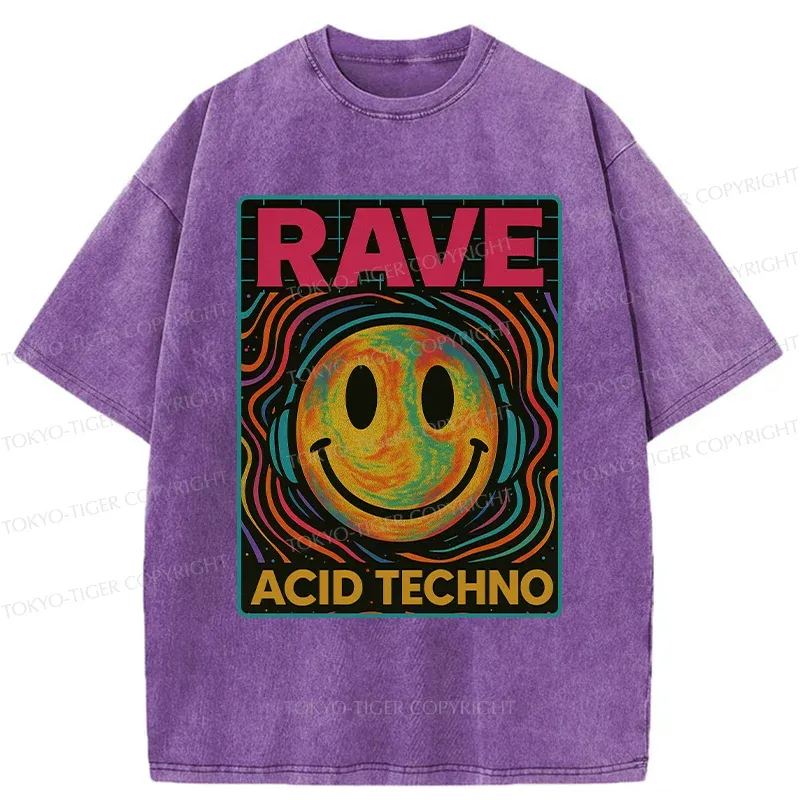 Tokyo-Tiger Rave Music Washed T-Shirt