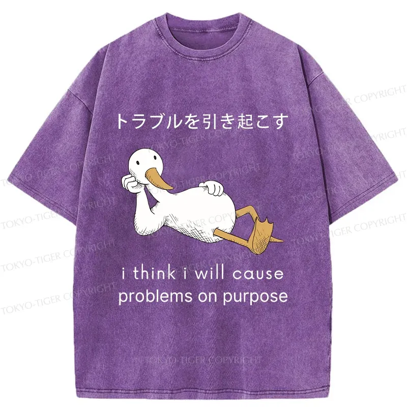 Tokyo-Tiger Goose Causing Trouble Washed T-Shirt
