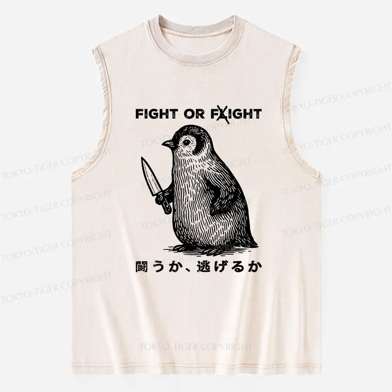 Tokyo-Tiger Funny Fight Or Flight Washed Tank
