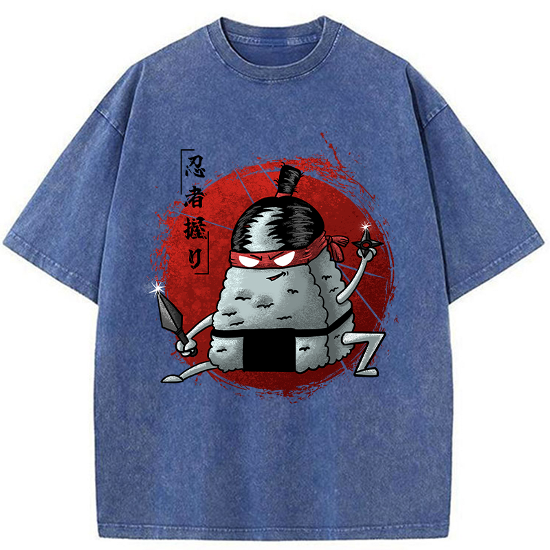 Tokyo-Tiger Rice Ball Ninja Washed T-Shirt