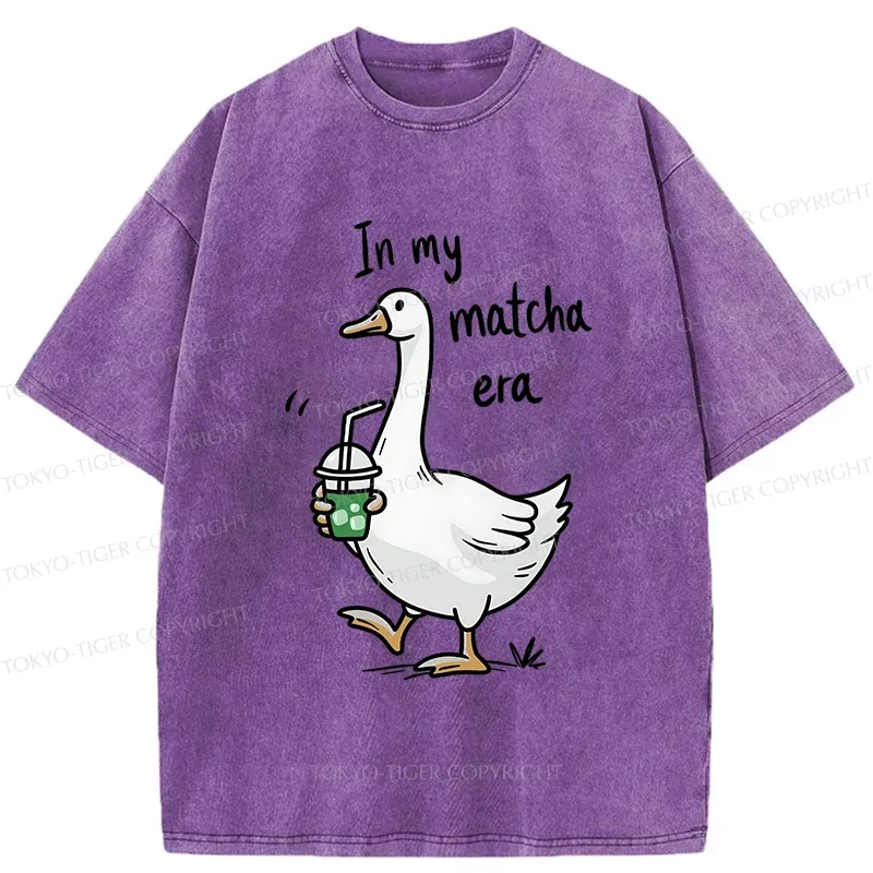 Tokyo-Tiger Goose Drinking Matcha Washed T-Shirt