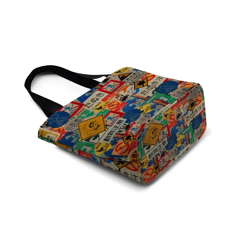 Tokyo-Tiger Playful Urban Sign Zipper Tote Bag