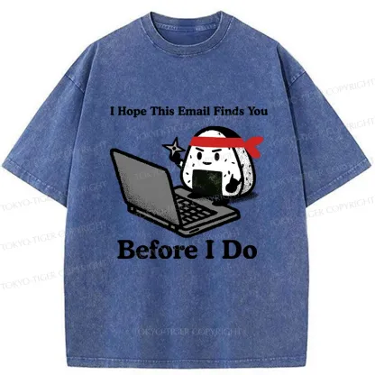 Tokyo-Tiger Ninja Rice Ball Funny Washed T-Shirt