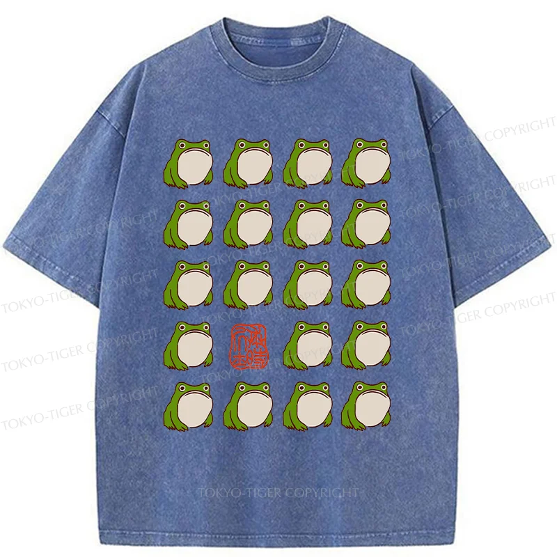 Tokyo-Tiger Retro Japanese Frog Washed T-Shirt