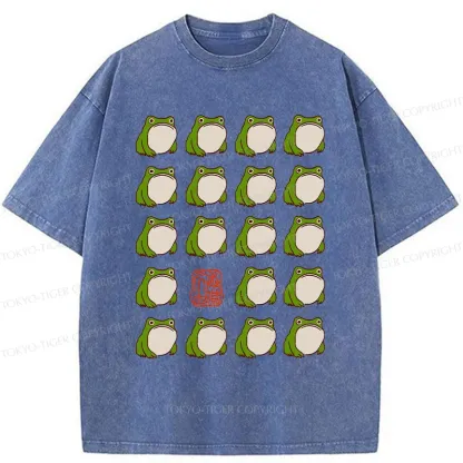 Tokyo-Tiger Retro Japanese Frog Washed T-Shirt