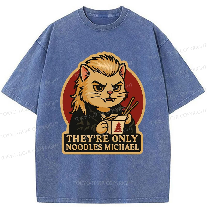 Tokyo-Tiger Vampire Eating Ramen Washed T-Shirt