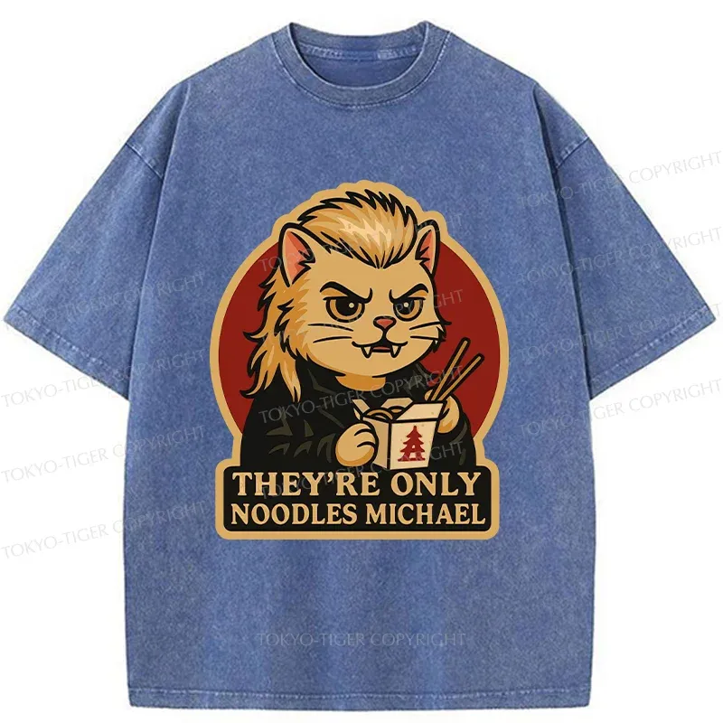 Tokyo-Tiger Vampire Eating Ramen Washed T-Shirt
